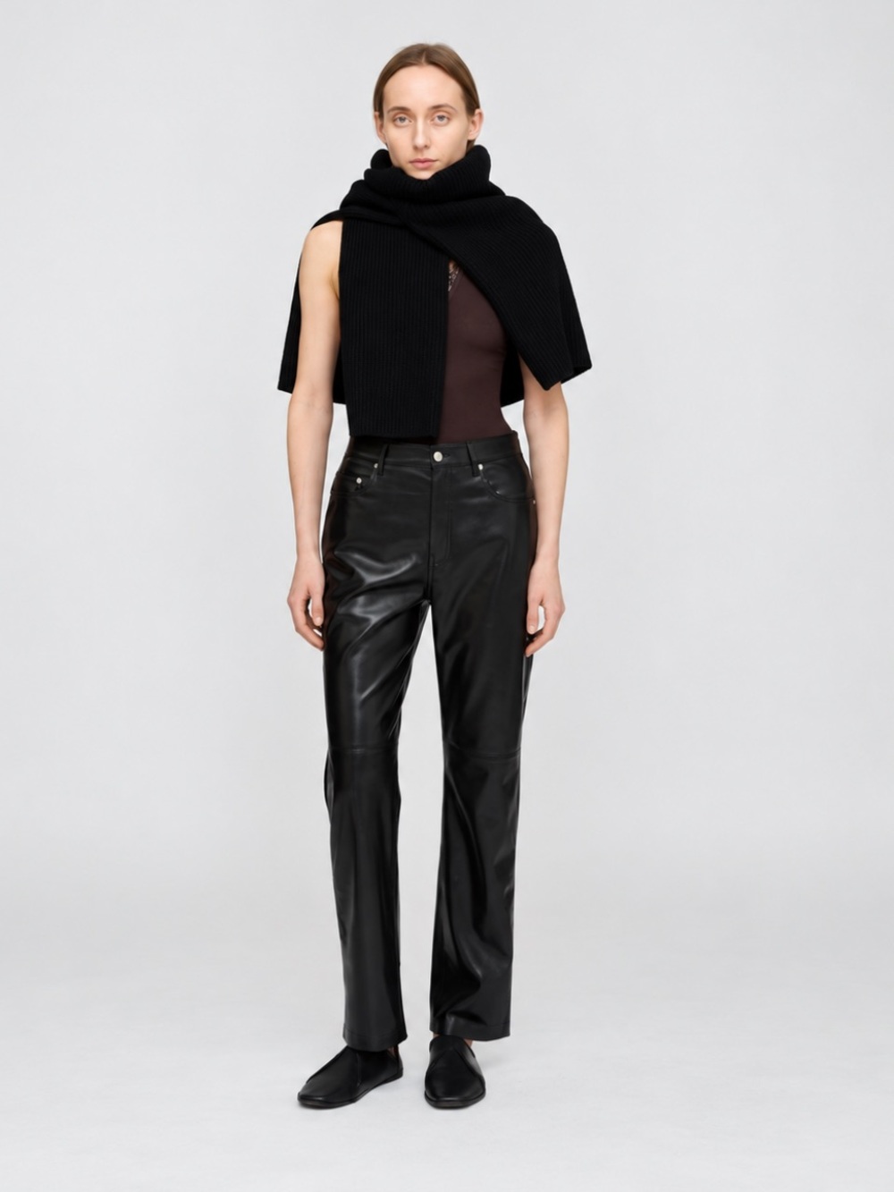 NWT Nanushka Vinni Black Okobor Vegan Leather Straight Leg Pants S